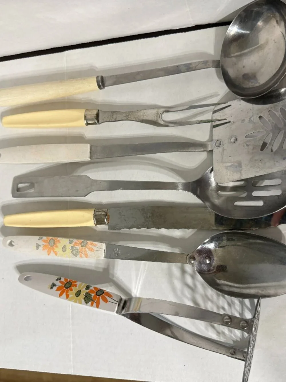 Ekco Stainless Steel Kitchen Utensils Country Garden Fork Spreader Ladle Flowers